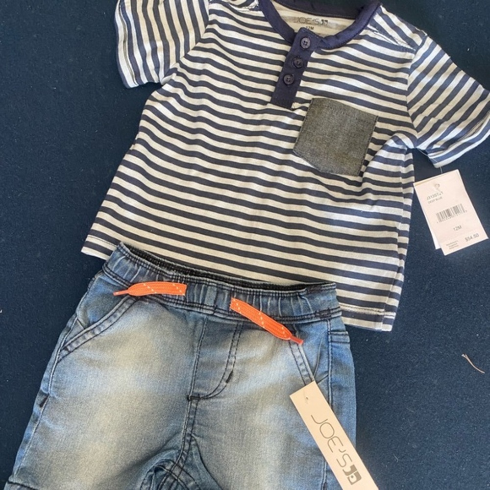 JOES 2 piece set! Unisex but listed under boys!Striped tee w/rolled cuff/shorts